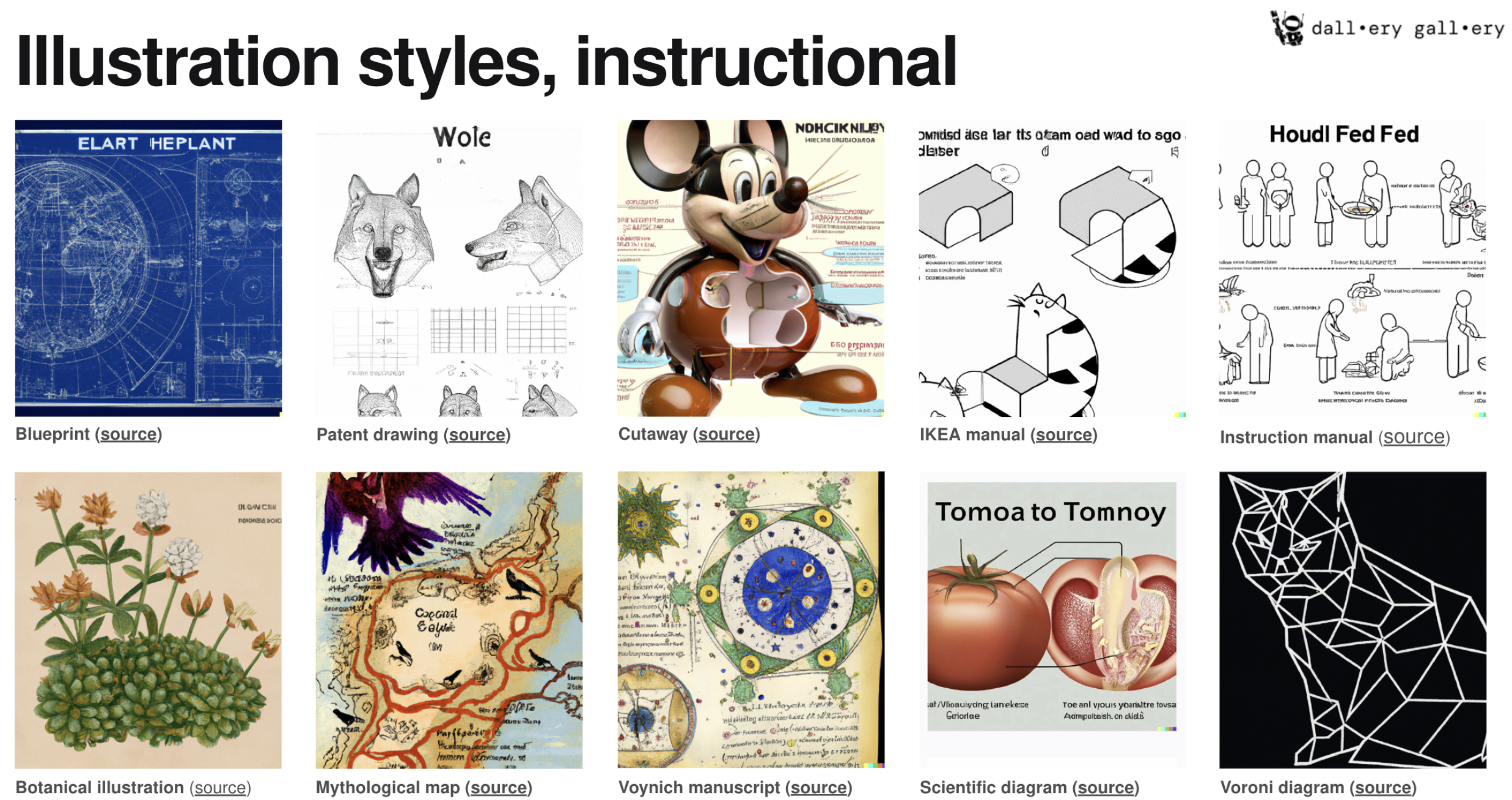 DALL-E prompt book og illustrasjonsstiler