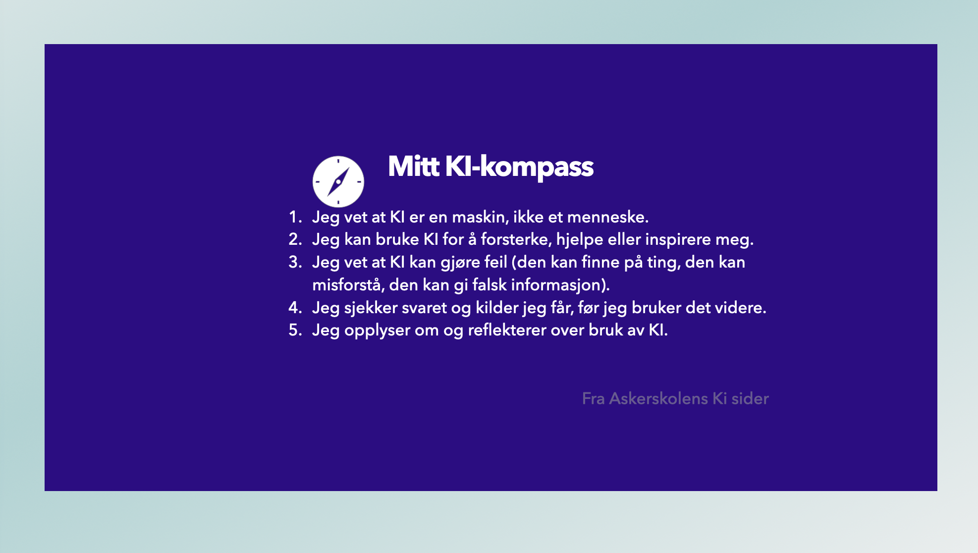 Mitt KI-kompass – fem prinsipper